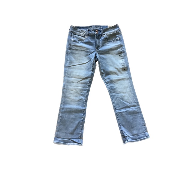 American Eagle Outfitters Artist Crop Stretch Low Rise Light Jeans NWT Size 8 - Picture 4 of 5